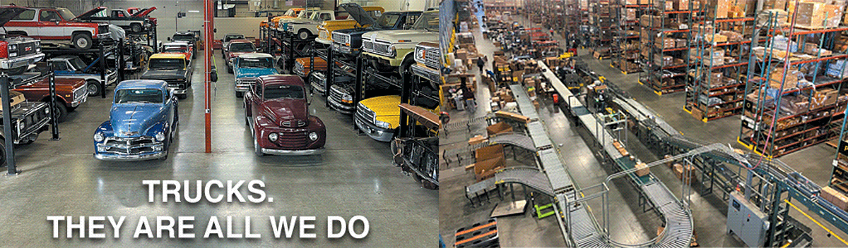 homepage-header Some of Our Trucks and One of our Warehouses